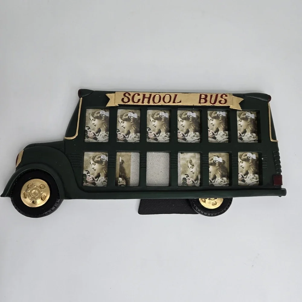 Vintage‎ Wooden Green School Bus School Days 12 Year Photo Frame 12x5.5 NEW gift